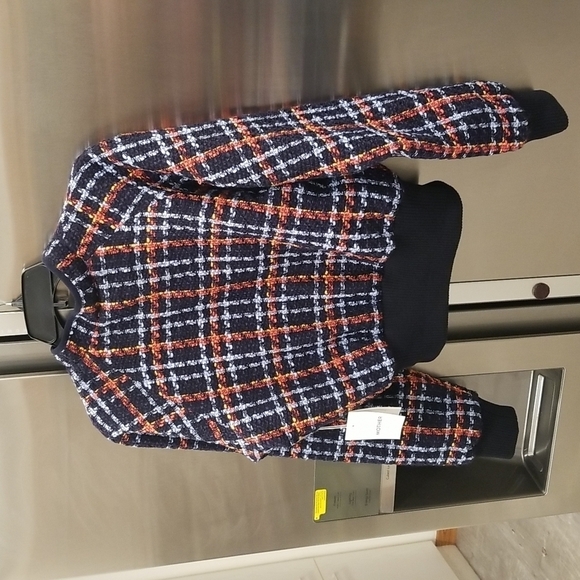 💕MOTHER💕 The Mock Neck Ribbed Jacket ~ Beat By Beat Medium M NWT Plaid 80s - Picture 12 of 16